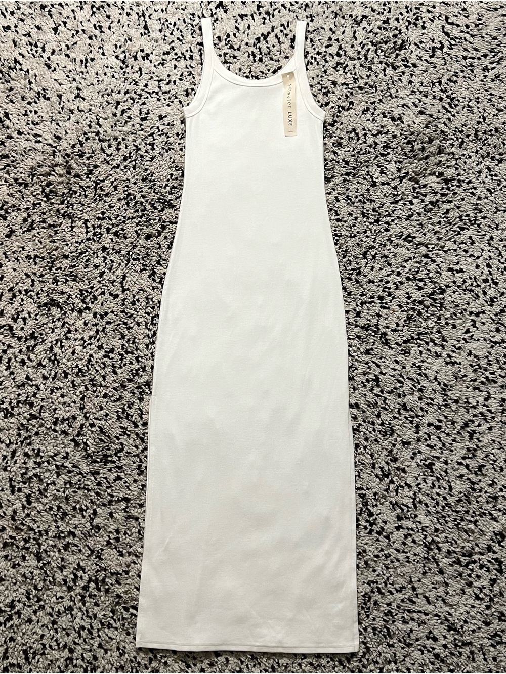 Saltwater Luxe Salt White Tank Midi Dress Side Slits Stretch Women’s Size Small - Picture 2 of 13
